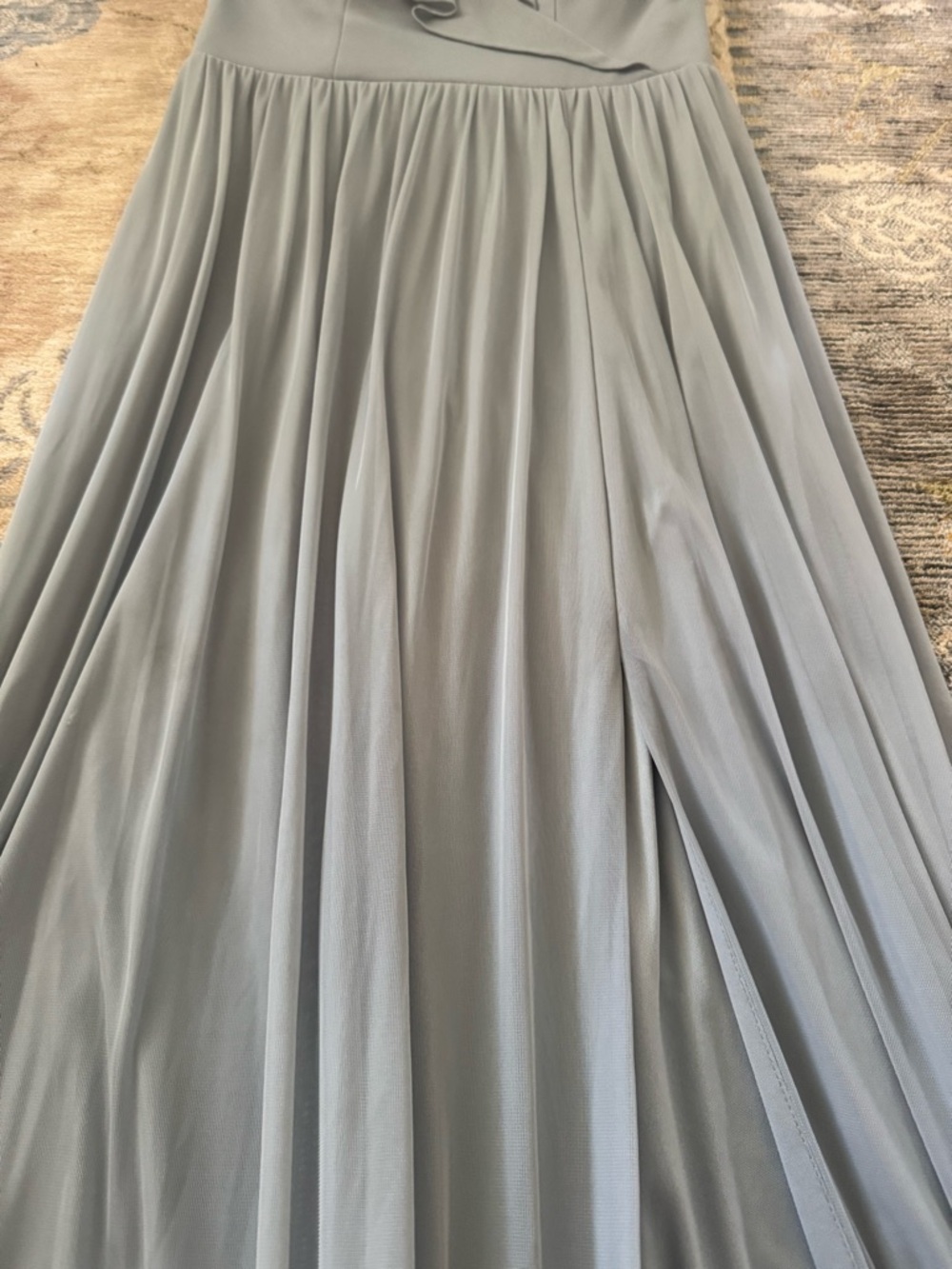 Azazie Dusty Blue Wrap Maxi Dress with Flutter Sleeves in Size A6 - Picture 7 of 8